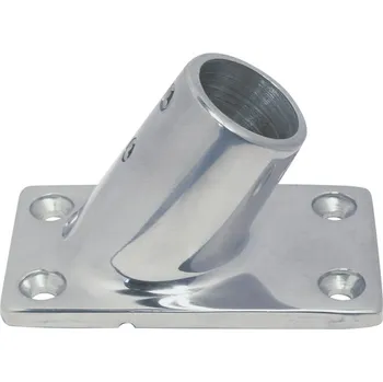 Obdélníková kovaná nerezová základna 45° pro trubku 25 mm