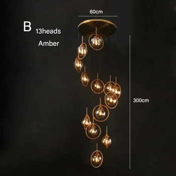 Moderní skleněné stropní svítidlo | Závěsné osvětlení - B 13 hlav Amber