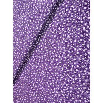 Bavlněná česká látka šíře 160cm - bílá kytička na tm. fialové (50cm)