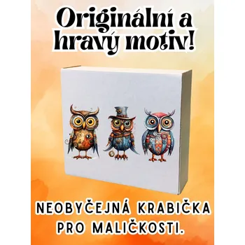 krabička s potiskem Krabička, s potiskem, SOVY, 17,3x16x5,3 cm, 1 ks