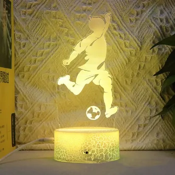 Noční světlo Fotbalista LED noční světlo | dekorace do bytu 1+1 ks - Praskaná bílá báze-865 , 16 barev s dálkovým ovládáním