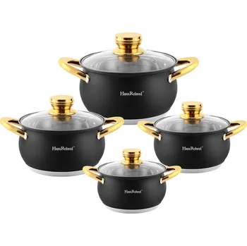 Sada nádobí HausRoland Hrnec sada 8d nerez zlatá