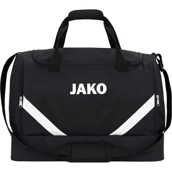 Sportovní taška Sportovní taška JAKO Iconic s odděleným dnem černo bílá Velikost: L senior 65x30x44cm 85 litrů