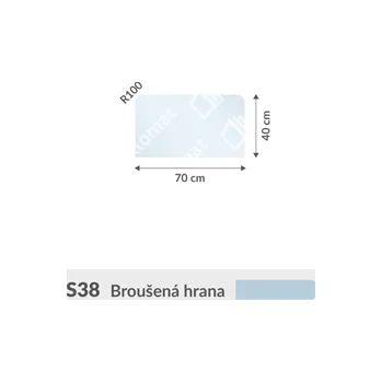 Zrcadlo S38 sklo pod kamna 8mm 70 x 40 cm