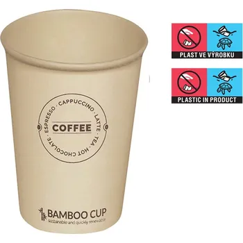 Jednorázové nádobí Kelímek papírový ECO BAMBOO 12oz 300/350ml 80mm Vending - EU logo - 1000 ks