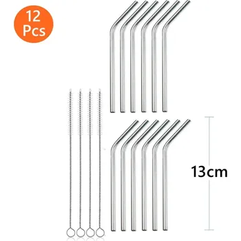 Nerezová brčka na pití | ekologická brčka 12 ks - 13cm ohnuté 12ks