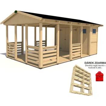 Zahradní altán Zahradní Altán HEROLD A3355 AA s terasovou podlahou (3,1 + 14,1 m2)