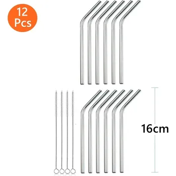 Nerezová brčka na pití | brčka 12 ks - 16cm ohnuté 12ks