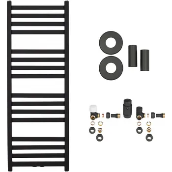 Radiátor CERANO - Koupelnový radiátorový set Fulgidus - ústřední výtápění - boční připojení - 616W - černá matná - 1190x430 mm