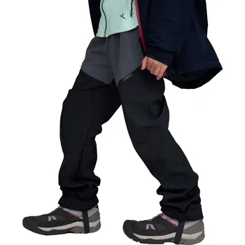 Dívčí oblečení Batolecí softshellové oteplovačky UNUO LIght se sherpou, Šedá Žíhaná, Černá Žíhaná Velikost: 98/104