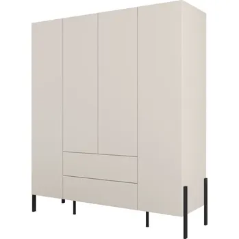 Šatní skříň Šatní skříň (typ 20) JUKON 4-dvéřová cashmere/černé kovové nohy