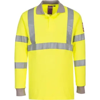 PortWest | FR Modaflame antistatická polokošile s dlouhými rukávy s vysokou viditelností - Yellow / 4XL / 4XL / the lightweight, modacrylic fabric together with the reflective strips provide the wearer with advanced visibility and protectio