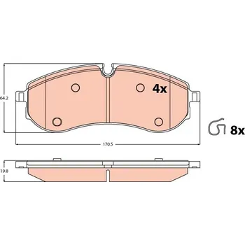 Brzdová destička Sada brzdových destiček, kotoučová brzda LUCAS GDB2382