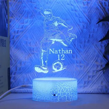 Noční světlo Fotbalista LED noční světlo | dekorace do bytu 1+1 ks - Praskaná bílá báze-1063 , 7 barev bez dálkového ovládání