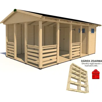Zahradní altán Zahradní Altán HEROLD A3355 AA Plus s boční stěnou a terasovou podlahou (3,1 + 14,1 m2)