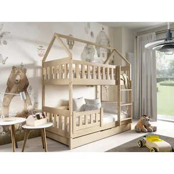 Dětská postýlka MBLM Patrová postel Zuzia 160 x 80 cm - borovice Výběr matrace dolní lůžko: Bez matrace na dolní lůžko, Výběr matrace: Bez matrace na horní lůžko, Zásuvka - úložný prostor: Bez zásuvky (úložný prostor)