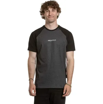 Pánské tričko Meatfly pánské tričko Ozzy Raglan Charcoal Heather / Black | Černá | Velikost XXL