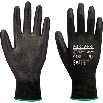 Pracovní rukavice PortWest | PU rukavice bez latexu - plný karton (144) - Black / XS / XS / černá