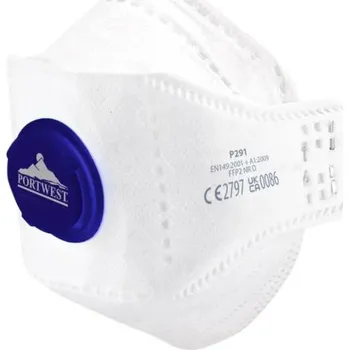 respirátor PortWest | Skládací plochý respirátor EAGLE FFP2 Dolomit s ventilkem (Pk10) - White / bílá
