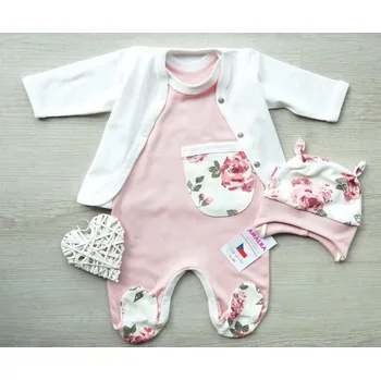 Kojenecká souprava AMÁLKA Bavlněná dívčí souprava - bez čepičky Velikost: 56