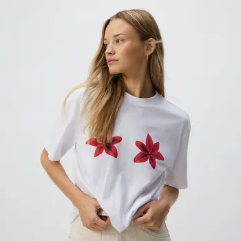 Dámské tričko Reserved - Tričko s potiskem - bílá - 528GA-00X - 528GA-00X-XL