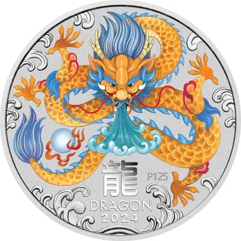 Stříbrná mince 1 Kg Lunar Series III Year of the Dragon 2024 Kolorovaná