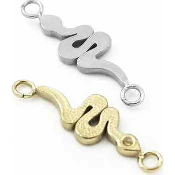 Materiál na výrobu šperku Konektor z nerezové oceli Had 21mm - 1Ks - Nerez SL