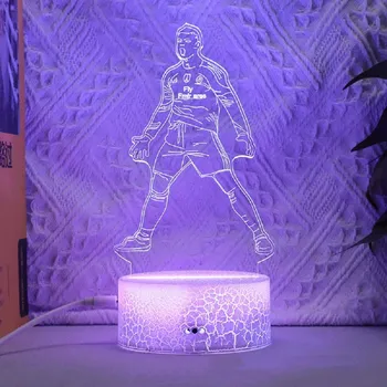 Noční světlo Fotbalista LED noční světlo | dekorace do bytu 1+1 ks - Praskaná bílá báze-504 , 16 barev s dálkovým ovládáním