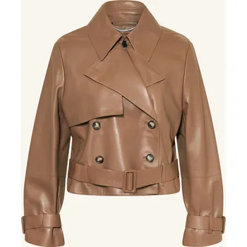 Dámský kabát Boss Dámská Kožená Bunda Satela, hnědá, 42