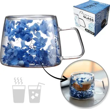 Sklenice Termo sklenice s modrými hortenziemi 180 ml, 1ks