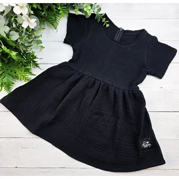 Dívčí šaty Kulišárny Dívčí letní princess šaty mušelín BLACK VELIKOST: 128