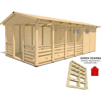 Zahradní altán Zahradní altán Herold A3366 B Plus s plnou boční stěnou a terasovou podlahou(6,3 + 12,6 m2)