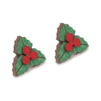 Šperk Dřevěné vánoční náušnice Holly s možností výměny či vrácení do 30 dnů - EW22