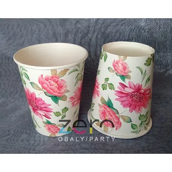 Jednorázové nádobí Pohárek (kelímek) nápojový papírový 0,25 l (8 ks) - pastelové květiny