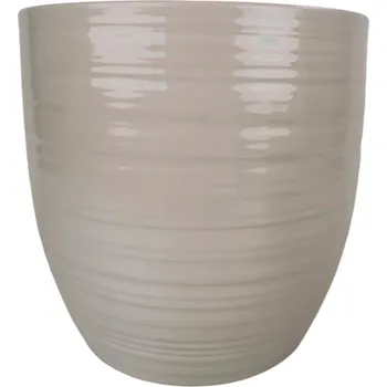 Květináč Keramický květináč Bergamo lesklý 24 cm světle šedý, 2. jakost