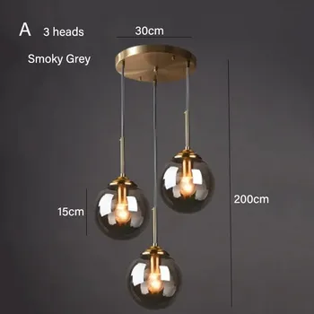 Moderní skleněné stropní svítidlo | Závěsné osvětlení - A 3 Kouřově šedá