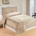 JAHU Povlečení mikroplyš - LISTY béžová 140x200, 70x90cm