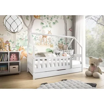 Dětská postýlka MBLM Postel Lena 160 x 80 cm bílá Výběr matrace: BEZ matrace, Zásuvka - úložný prostor: Se zásuvkou (úložný prostor)