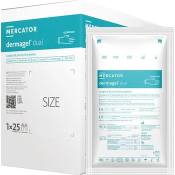 Vyšetřovací rukavice Mercator Medical Sterilní chirurgické latexové rukavice Mercator Dermagel Dual, 1 pár Velikosti v číslech: 8