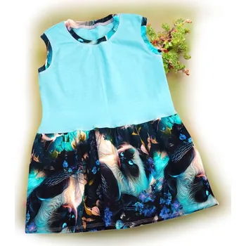 Dívčí oblečení Dívčí šaty šatičky kočky modrá Dívčí šaty