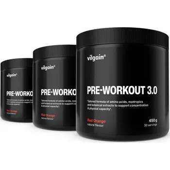 Anabolizér Multipack 3 ks - Vilgain Pre-workout 3.0 – extra silný nakopávač, s kofeinem pro podporu výkonu, obsahuje beta‑alanin, cholin, taurin a silné přírodní extrakty