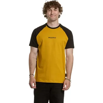 Pánská móda Meatfly pánské tričko Ozzy Raglan Mustard / Black | Černá | Velikost S | 100% bavlna