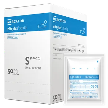 Vyšetřovací rukavice Mercator Medical Sterilní vyšetřovací nitrilové rukavice Mercator NITRYLEX Sterile, 1 pár Velikost: S