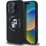 Karl Lagerfeld Liquid Silicone Karl and Choupette MagSafe kryt iPhone 16 Pro černý