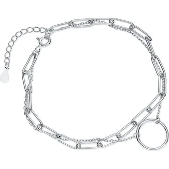 Náramek Dvojitý stříbrný náramek s koužkem - Meucci SLB057