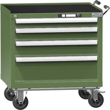 Pojízdná dílenská skříňka se 4 zásuvkami, v x š x h: 763 x 731 x 780 mm, barva zelená RAL6011