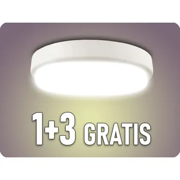 LED venkovní stropní/nástěnné svítidlo 12W, 1160lm, IP54, 1+3 zdarma! Neutrální bílá