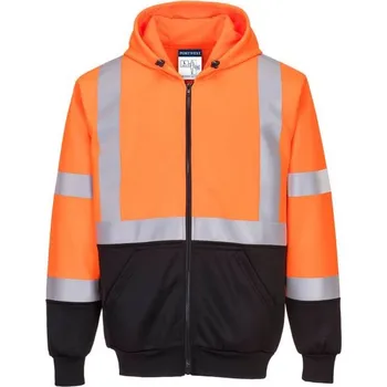 Pánská mikina PortWest | Dvoubarevná Hi-Vis mikina s kapucí - Orange/Black / M / M / oranžová