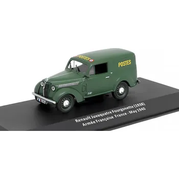 autíčko DeAgostini Renault Juvaquatre Kombi 1938 1:43 - časopis Samochody Wojskowe s modelem #56 Renault Juvaquatre Fourgonette 1938 francouzská armáda France May 1940 "Postes" - kovový model auta