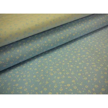 Bavlněná česká látka šíře 160cm - bílá kytička na sv. modré (50cm)